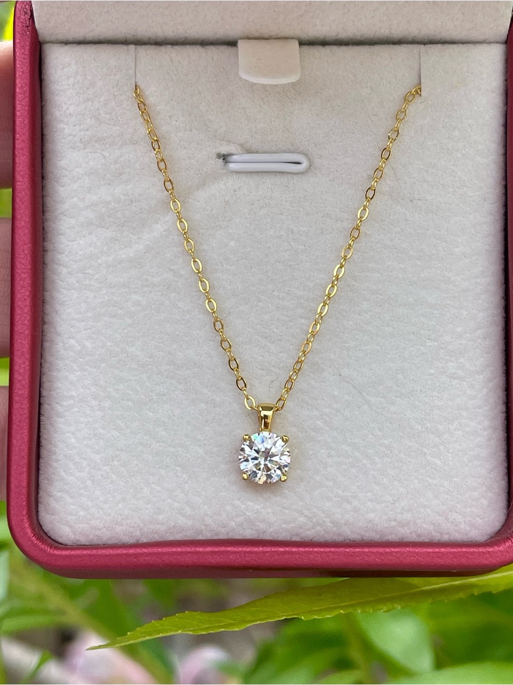 1ct Moissanite Gold Vermeil Pendant Necklace Bridal Jewelry